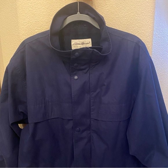 Vintage EDDIE BAUER Men Navy Wool Plaid Lined Parka Jacket Size Large - Picture 2 of 9